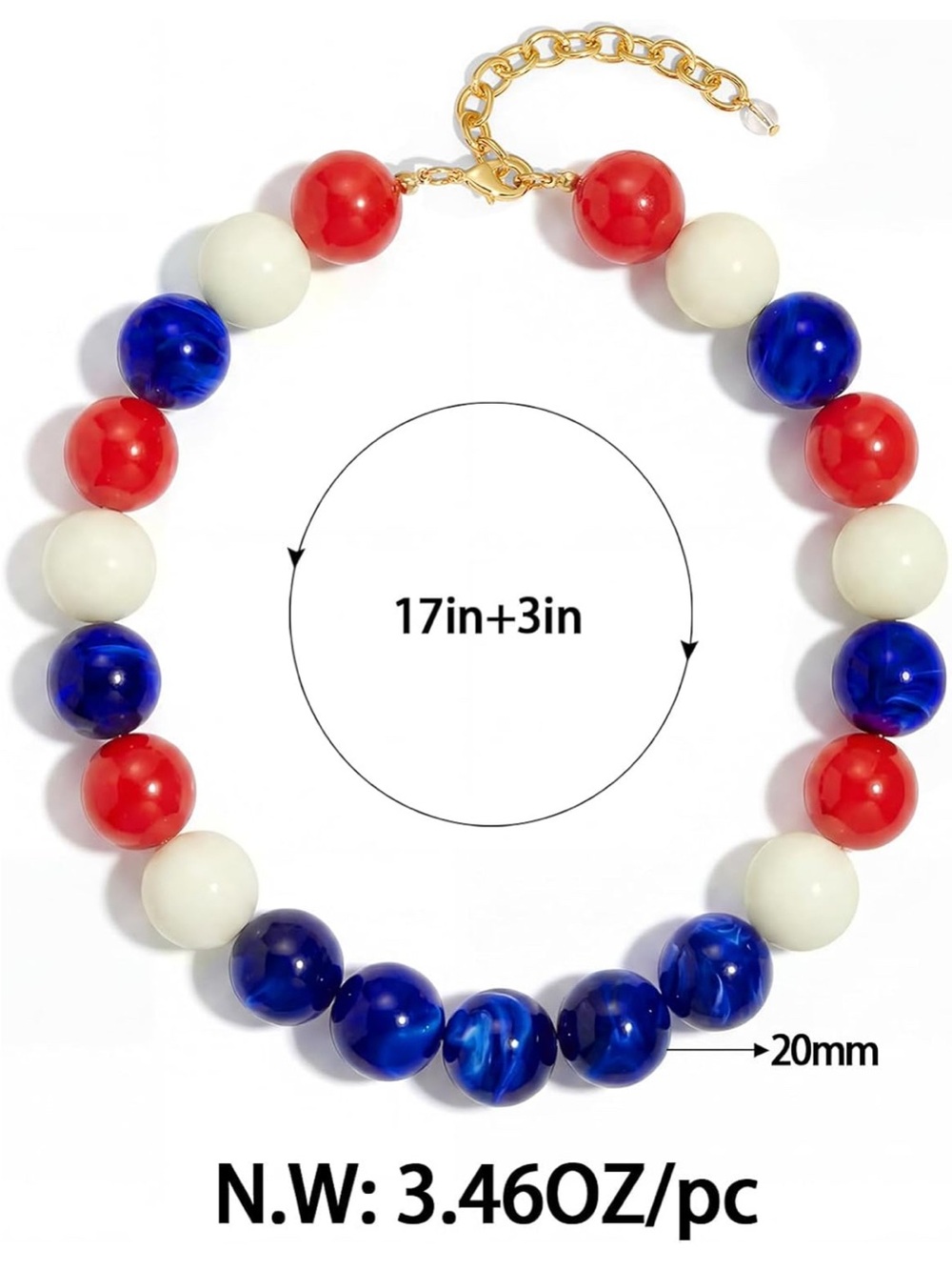 Anthropologie  Bead Necklace in Blue, Red & Cream - Picture 4 of 5